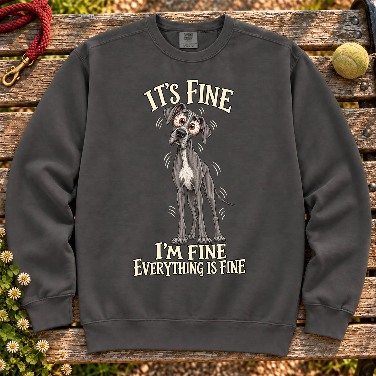 Great Dane Everything Is Fine Comfort Colors sweatshirt in Pepper