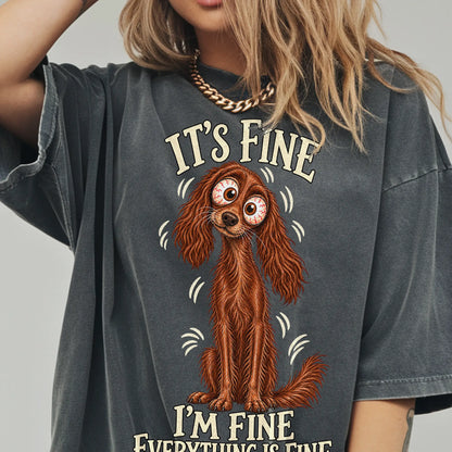 Irish Setter Everything Is Fine Comfort Colors T-shirt in Pepper lifestyle