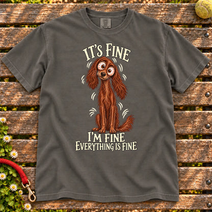 Irish Setter Everything Is Fine Comfort Colors T-shirt in Pepper flat lay