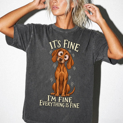 Vizsla Everything Is Fine Comfort Colors T-shirt in Pepper lifestyle