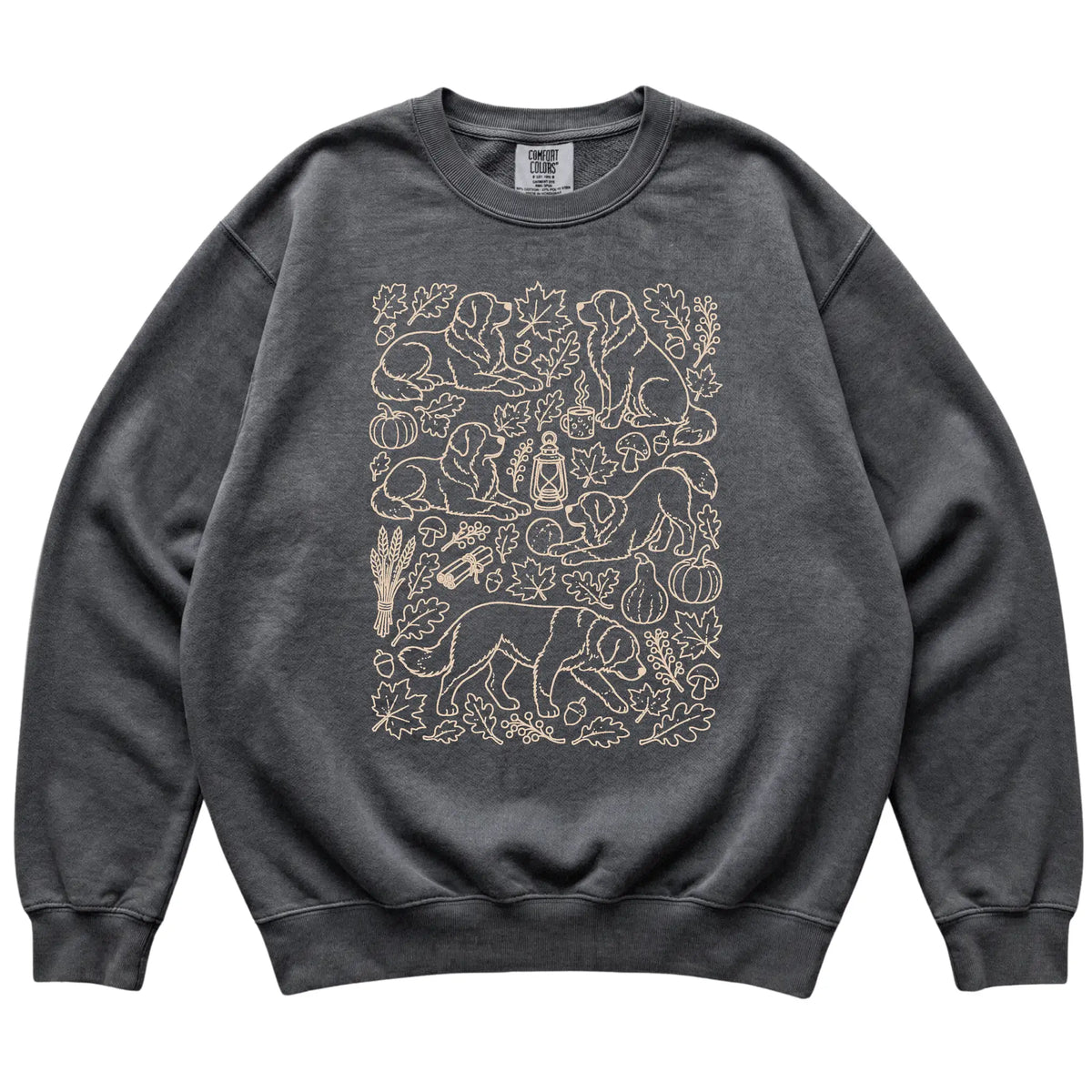 Pepper Bernese Mountain Dog Fall Leaves shirt laid flat