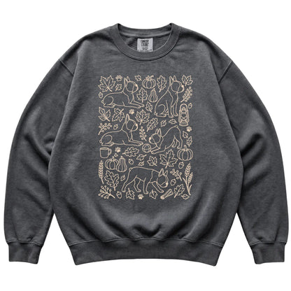Pepper Boston Terrier Fall Leaves shirt laid flat