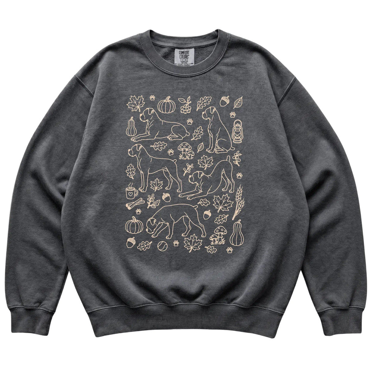 Pepper Boxer Fall Leaves shirt laid flat