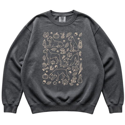 Pepper Boxer Fall Leaves shirt laid flat