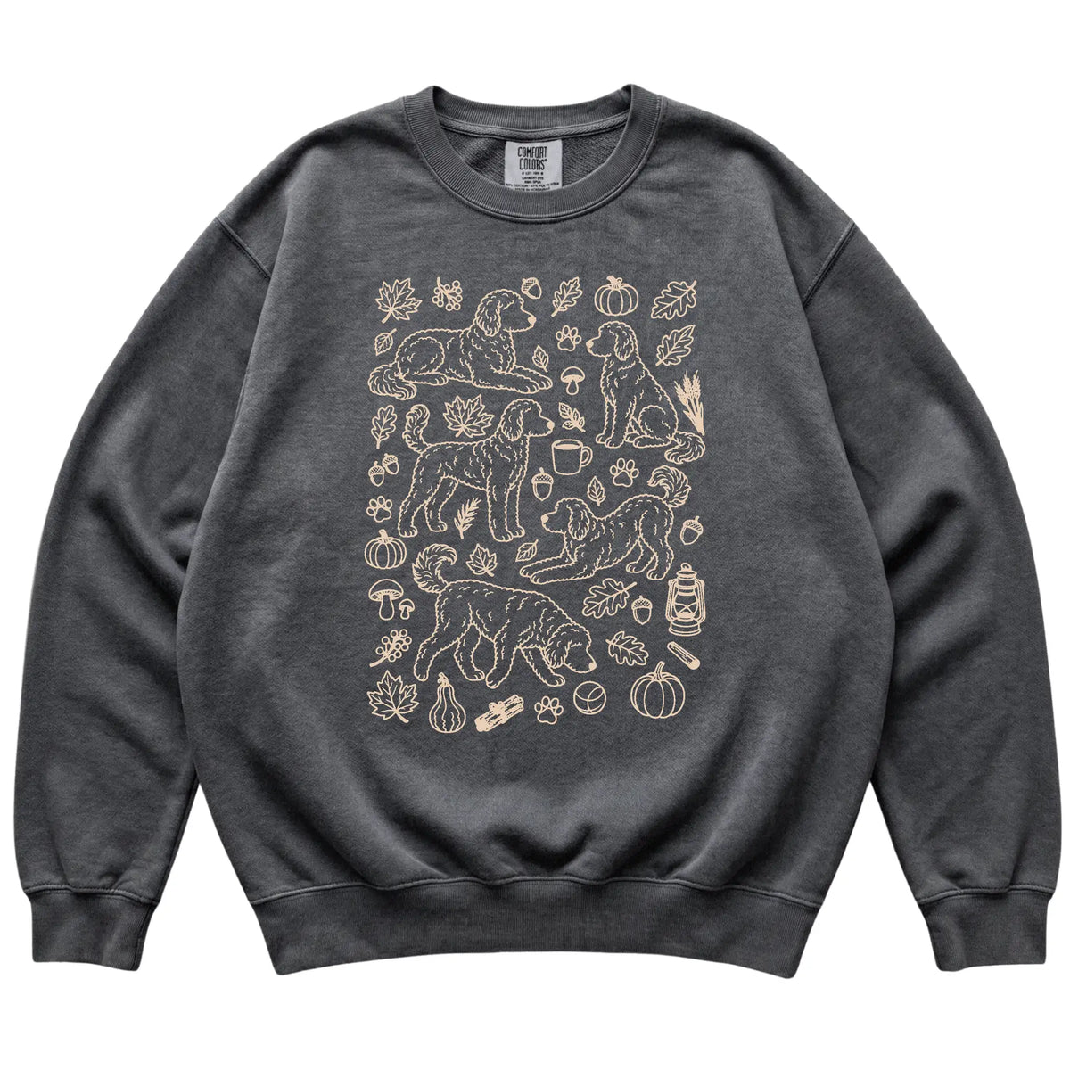 Pepper Goldendoodle Fall Leaves shirt laid flat
