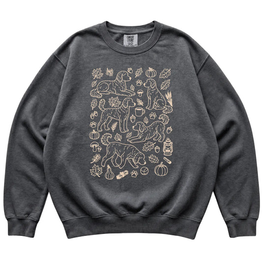 Pepper Goldendoodle Fall Leaves shirt laid flat