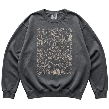 Pepper Greyhound Fall Leaves shirt laid flat