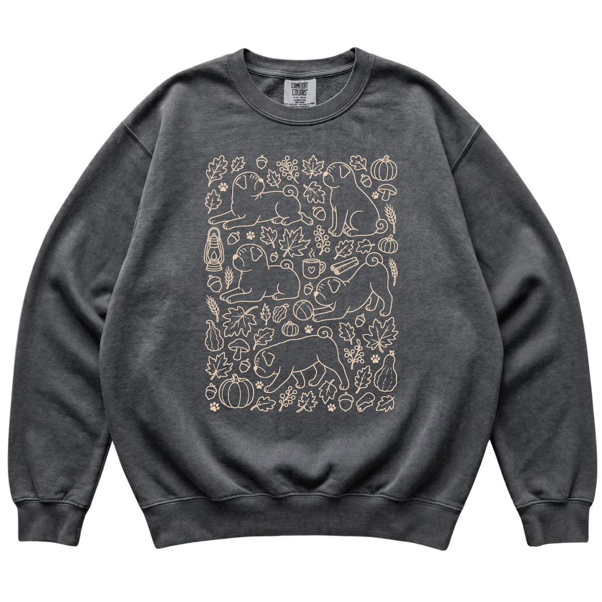 Pepper Pug Fall Leaves shirt laid flat