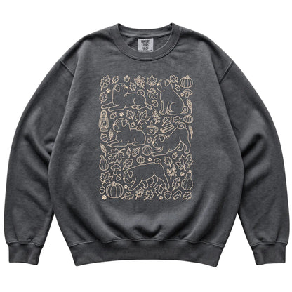 Pepper Pug Fall Leaves shirt laid flat