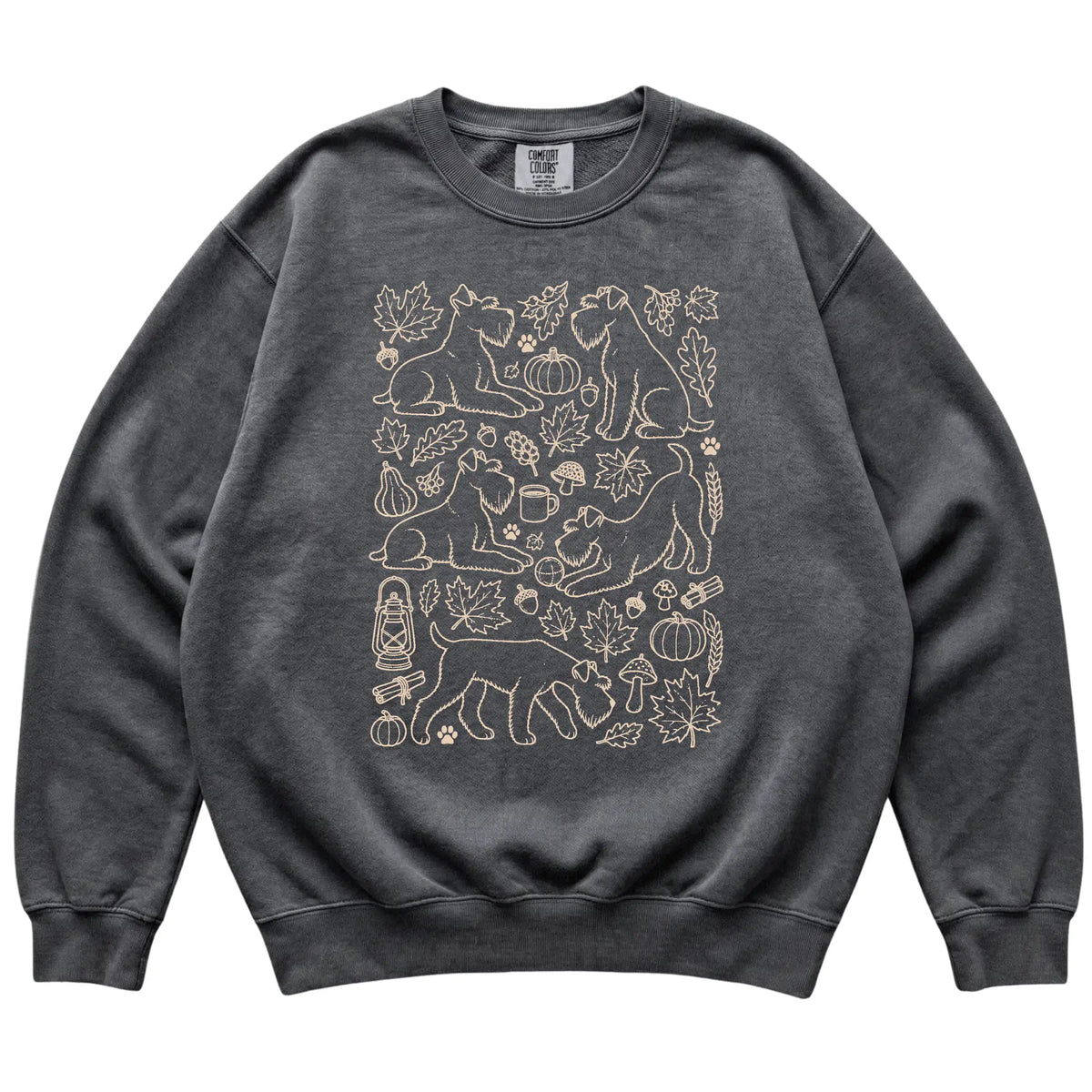 Pepper Standard Schnauzer Fall Leaves shirt laid flat