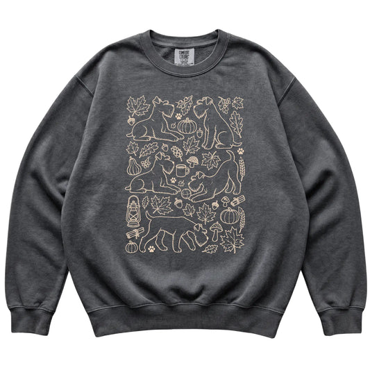 Pepper Standard Schnauzer Fall Leaves shirt laid flat