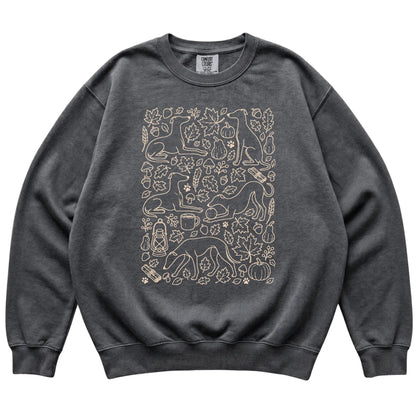 Pepper Whippet Fall Leaves shirt laid flat