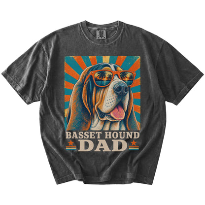 Retro Basset Hound Dad design on a Pepper Comfort Colors T-shirt