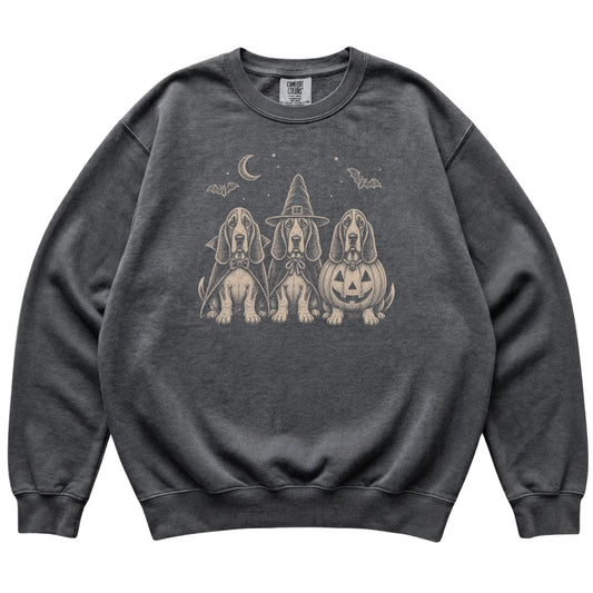 Pepper Basset Hound Halloween Costume Comfort Colors sweatshirt, flat view