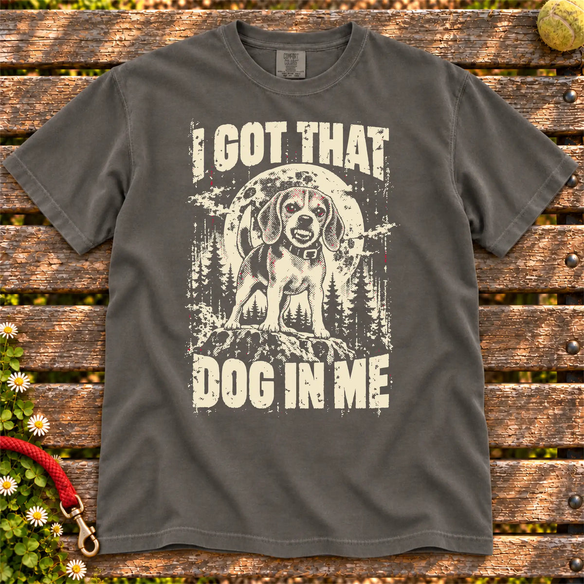 Pepper Beagle I Got That Dog in Me T-shirt, full garment view