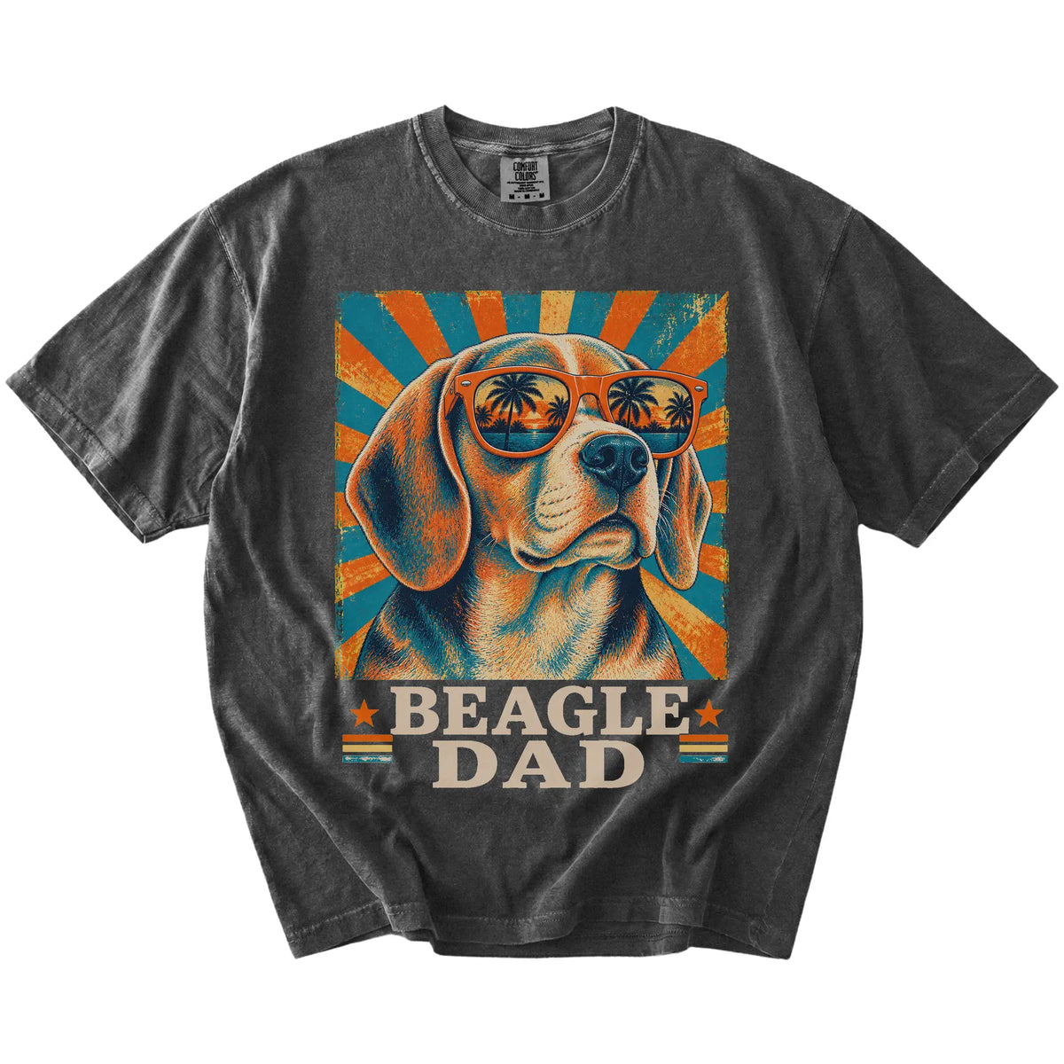 Retro Beagle Dad design on a Pepper Comfort Colors T-shirt