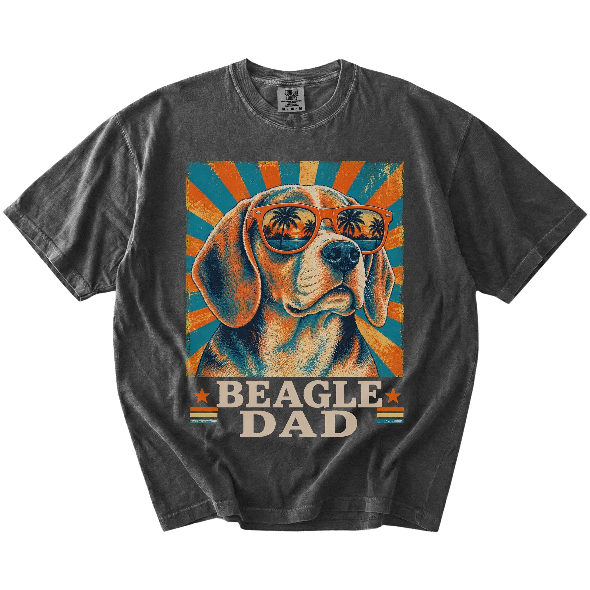 Retro Beagle Dad design on a Pepper Comfort Colors T-shirt
