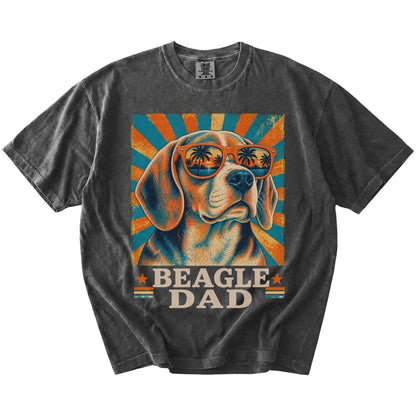 Retro Beagle Dad design on a Pepper Comfort Colors T-shirt