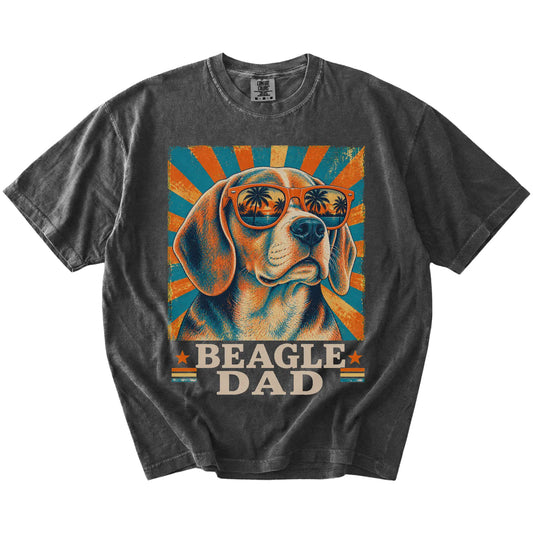 Retro Beagle Dad design on a Pepper Comfort Colors T-shirt