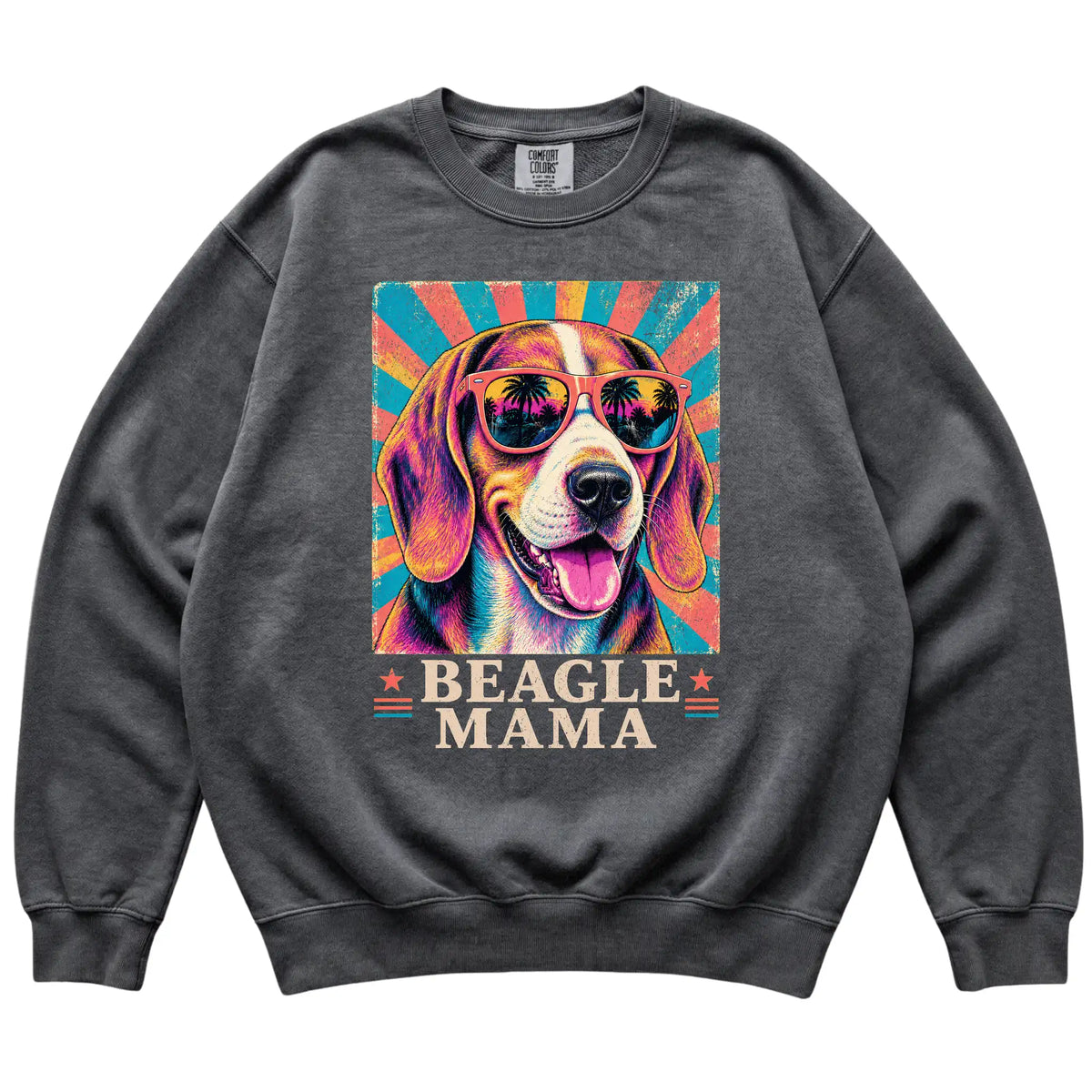 Retro Beagle Mama design on a Pepper Comfort Colors sweatshirt