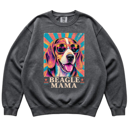 Retro Beagle Mama design on a Pepper Comfort Colors sweatshirt