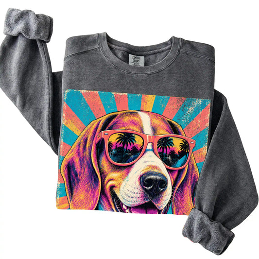 Folded Pepper Comfort Colors sweatshirt with a Retro Beagle Mama design