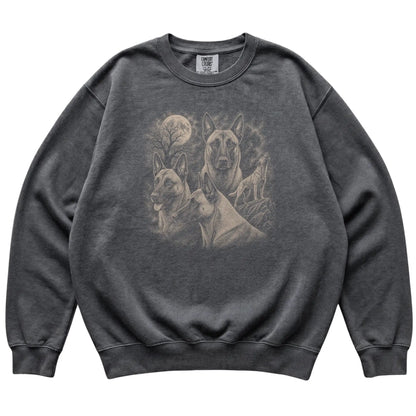 Belgian Malinois 90s Moon Sweatshirt in Pepper — flat lay