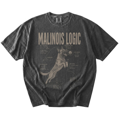 Pepper Belgian Malinois Ball Logic T-Shirt laid flat