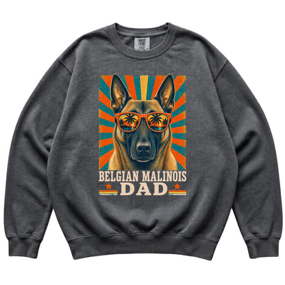 Retro Belgian Malinois Dad design on a Pepper Comfort Colors sweatshirt