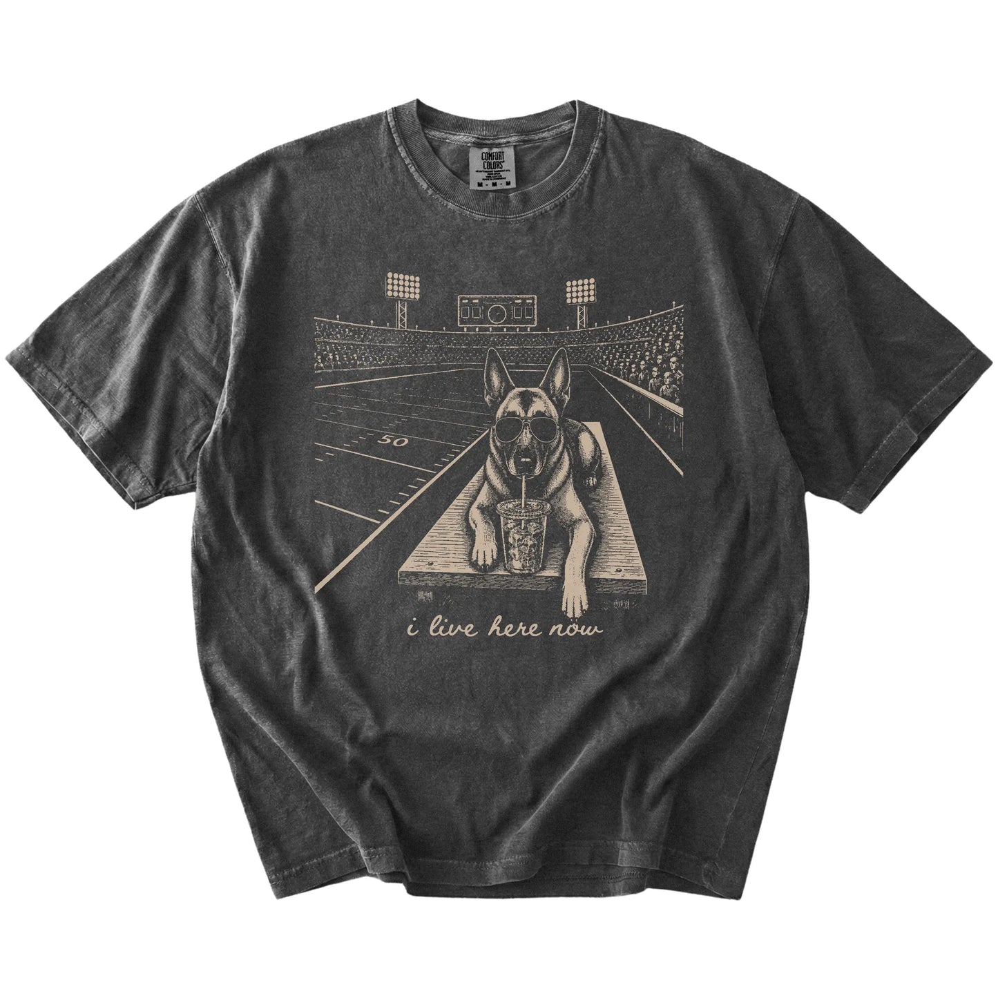 Belgian Malinois ready for football and tailgate season on a Pepper Comfort Colors® T-shirt