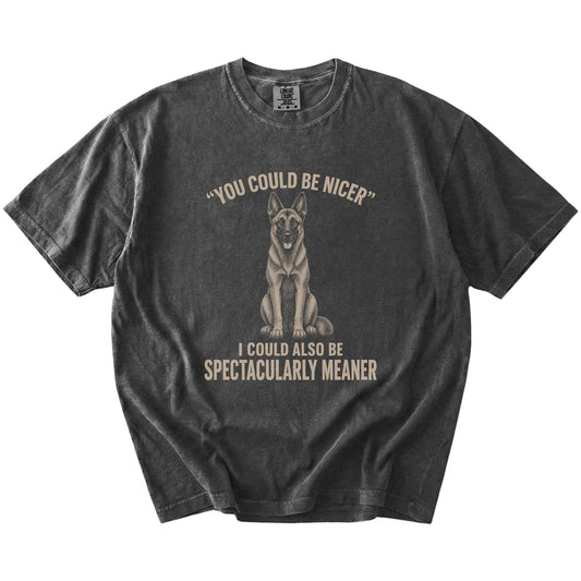 Belgian Malinois Guard Dog T-Shirt in Pepper — flat lay