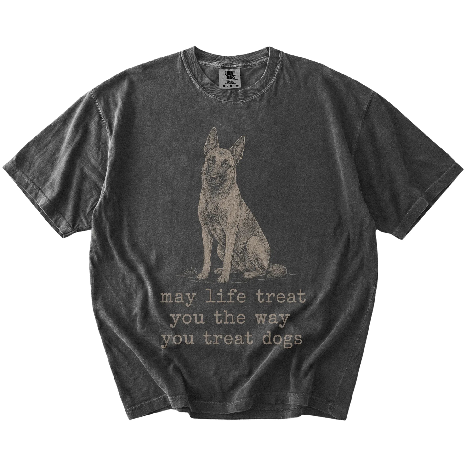Pepper Belgian Malinois Karma T-Shirt laid flat