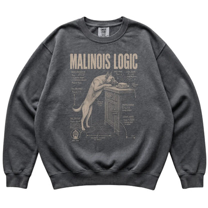Pepper Belgian Malinois Logic sweatshirt laid flat