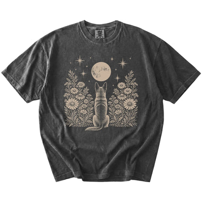 Belgian Malinois beneath a wildflower moon on a Pepper Comfort Colors® T-shirt