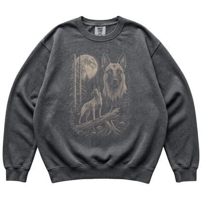 Pepper Belgian Malinois Moonlit Forest Comfort Colors sweatshirt, flat view