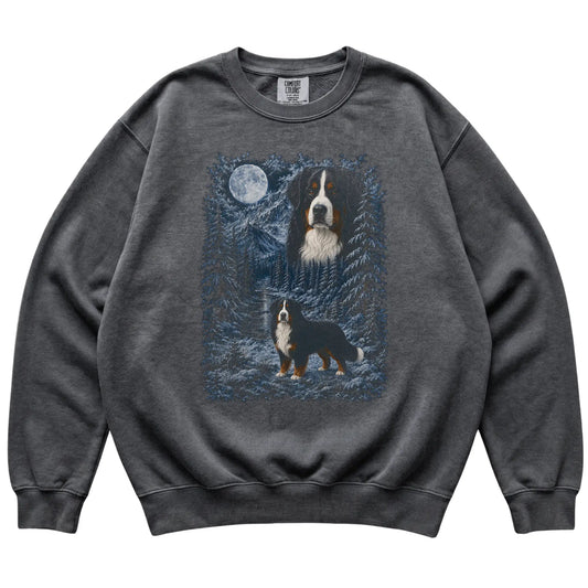 Bernese Mountain Dog Forest Moon Sweatshirt in Pepper