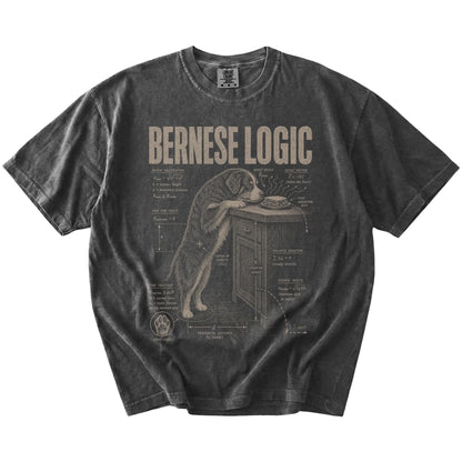 Pepper Bernese Mountain Dog Logic t-shirt laid flat