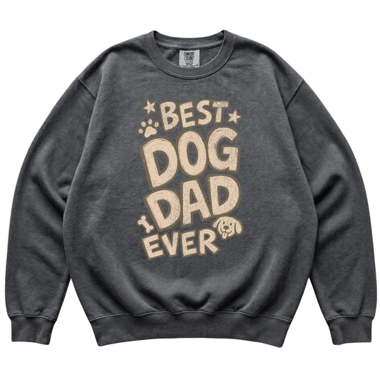 Pepper Best Dog Dad Ever laid flat