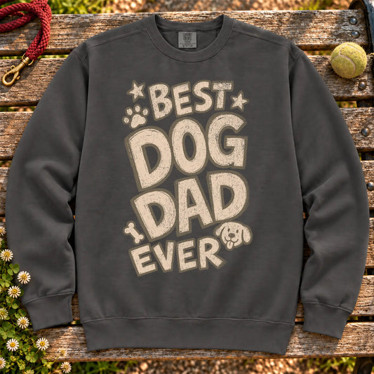 Best Dog Dad Ever on a Pepper crewneck sweatshirt, shown flat