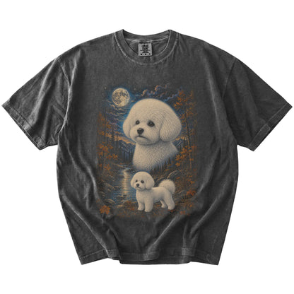 pepper T-shirt with Bichon Frise Autumn Moon artwork.