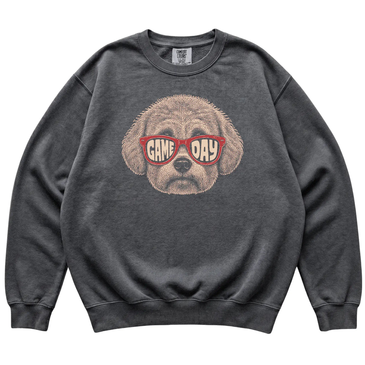 Pepper Bichon Frise Game Day Sunglasses sweatshirt, laid flat