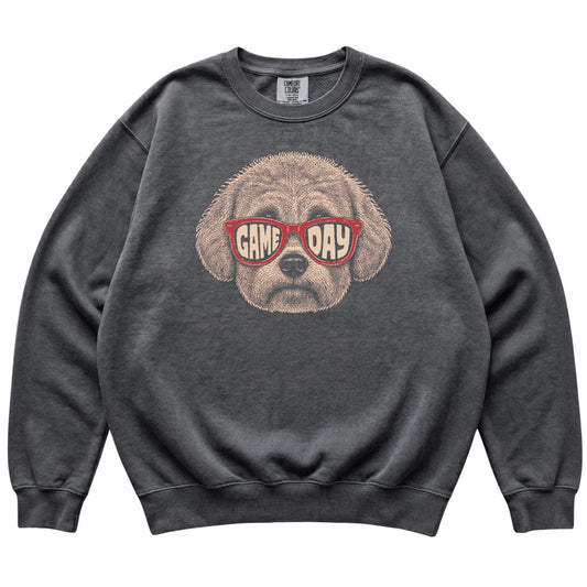 Pepper Bichon Frise Game Day Sunglasses sweatshirt, laid flat