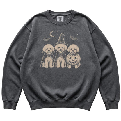 Pepper Bichon Frise Halloween Costume Comfort Colors sweatshirt, flat view