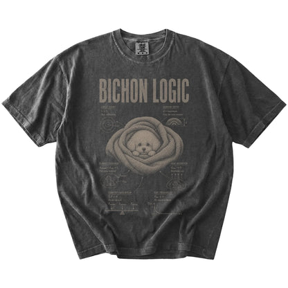 Pepper Bichon Frise Logic T-Shirt laid flat