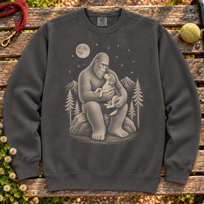 Beagle Bigfoot Holding on a Pepper crewneck sweatshirt, shown flat