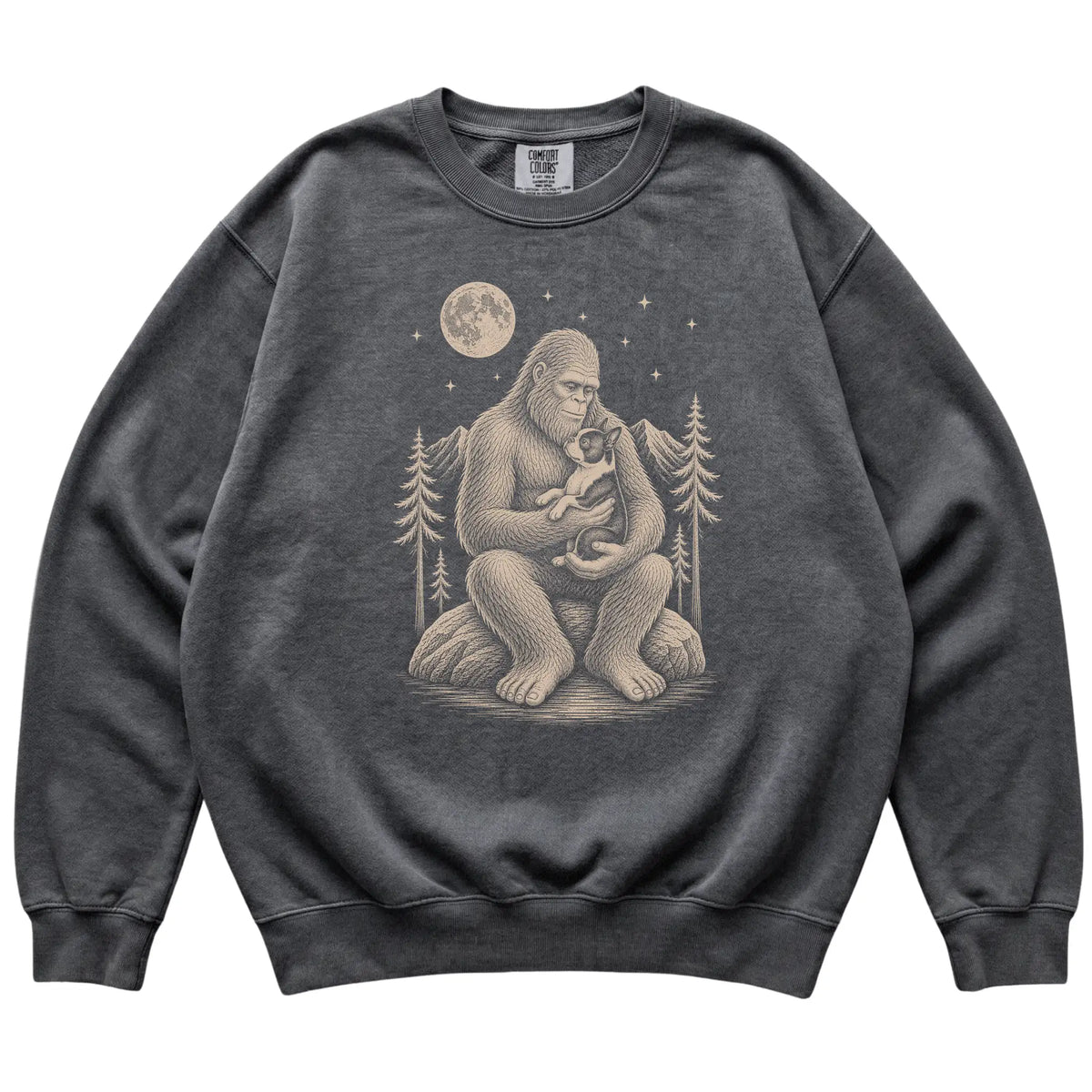 Bigfoot and Boston Terrier Sweatshirt in Pepper