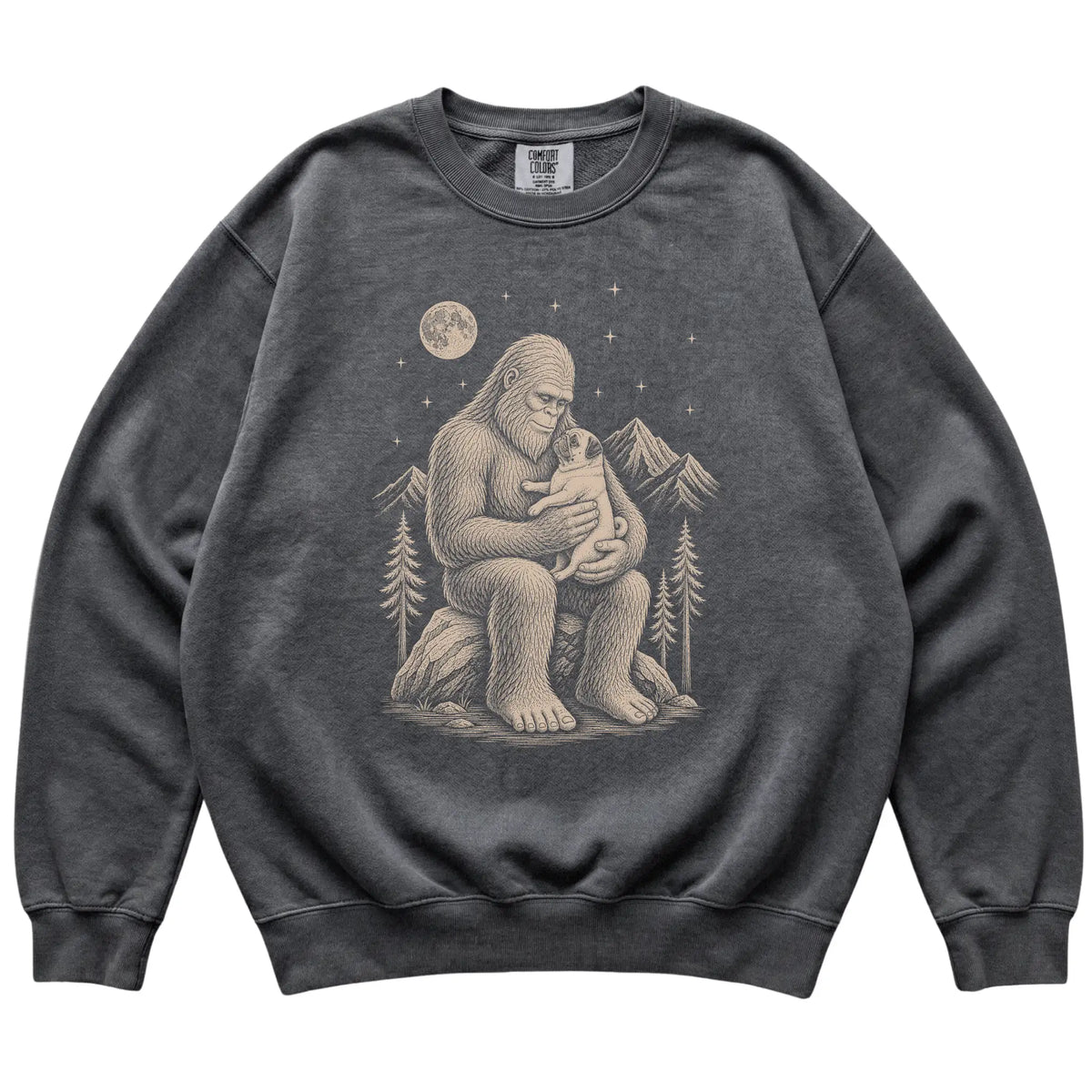 Bigfoot and Pug Sweatshirt in Pepper