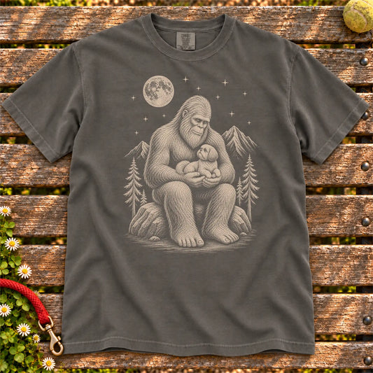 Shih Tzu Bigfoot Holding on a Pepper T-shirt, shown flat