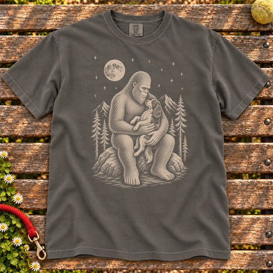 Springer Spaniel Bigfoot Holding on a Pepper T-shirt, shown flat