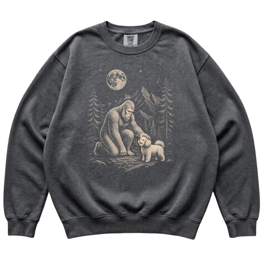 Bichon Frise and Bigfoot Sweatshirt in Pepper